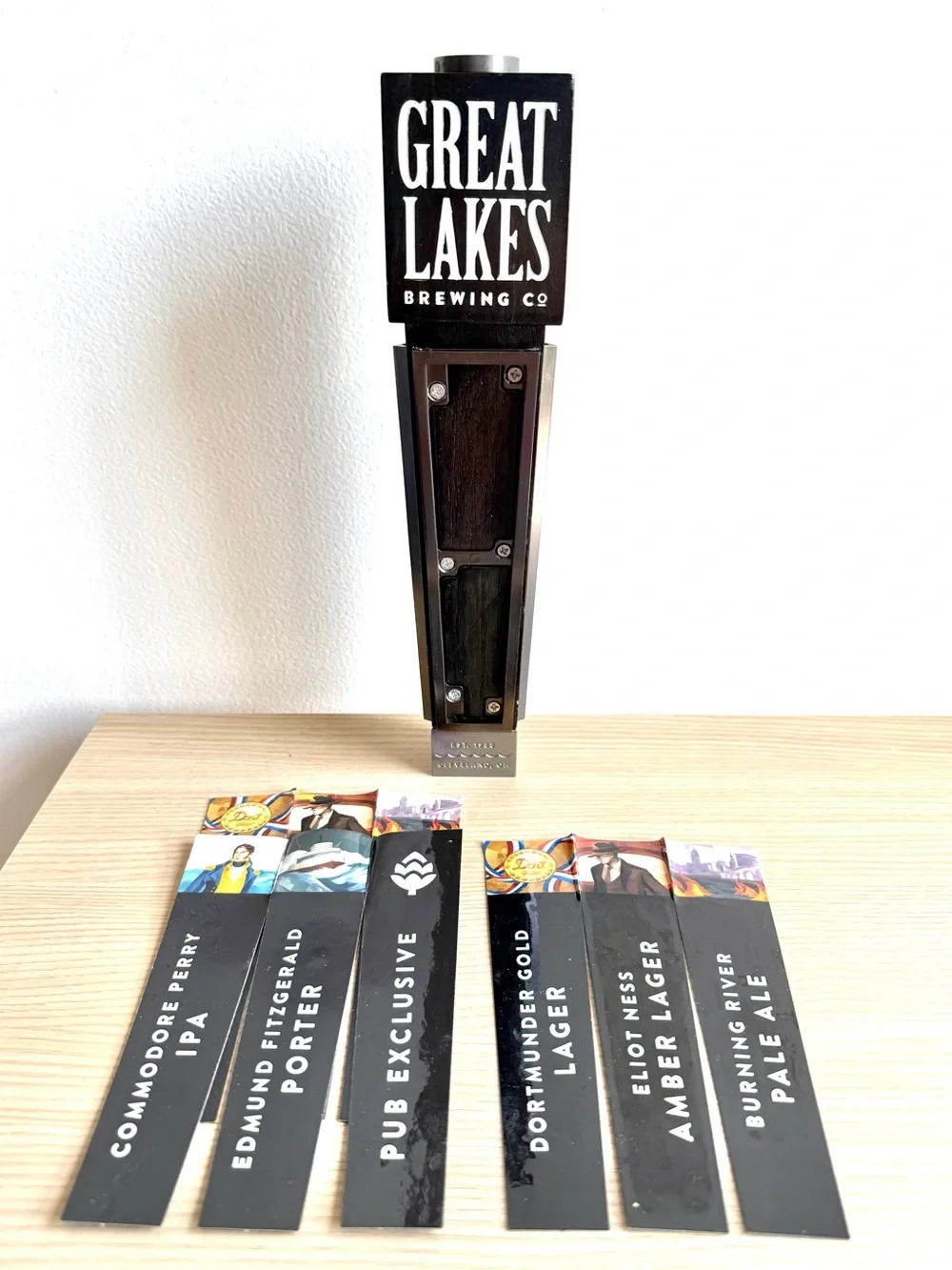 Great Lakes Brewing Co Interchangeable 3-Sided Beer Bar Tap Handle w/ 6 Inserts